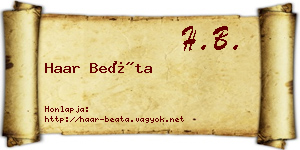 Haar Beáta névjegykártya